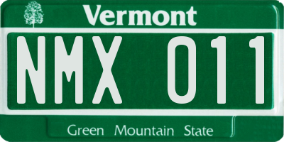 VT license plate NMX011