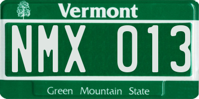 VT license plate NMX013