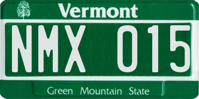 VT license plate NMX015