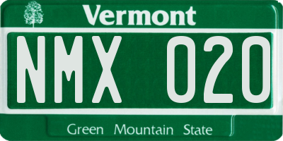 VT license plate NMX020