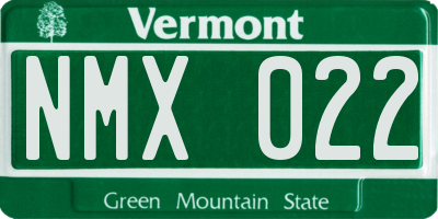 VT license plate NMX022