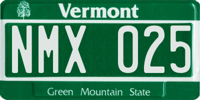 VT license plate NMX025