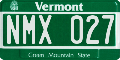 VT license plate NMX027