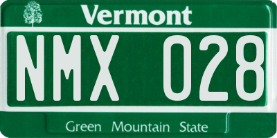 VT license plate NMX028