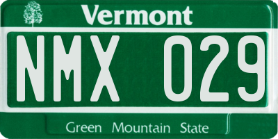 VT license plate NMX029