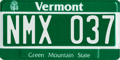 VT license plate NMX037