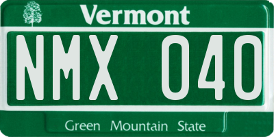 VT license plate NMX040
