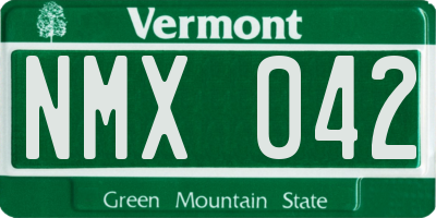 VT license plate NMX042