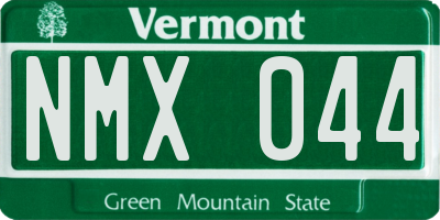 VT license plate NMX044