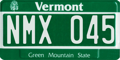 VT license plate NMX045