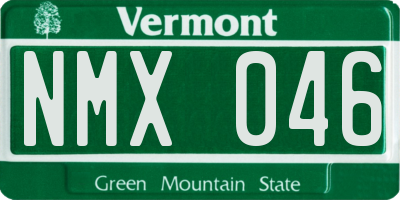 VT license plate NMX046