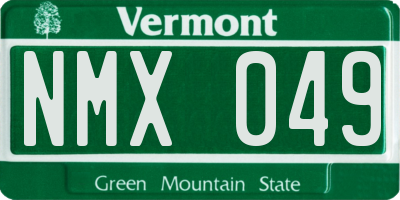 VT license plate NMX049