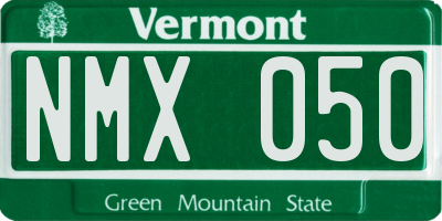 VT license plate NMX050