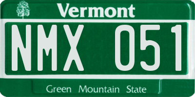 VT license plate NMX051