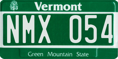 VT license plate NMX054