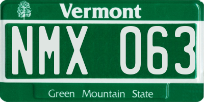 VT license plate NMX063