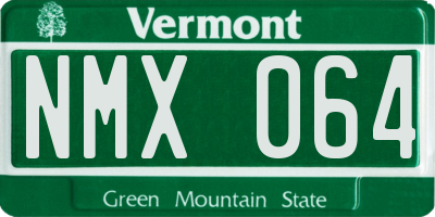 VT license plate NMX064
