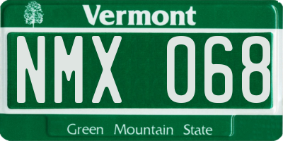 VT license plate NMX068