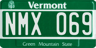 VT license plate NMX069