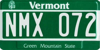 VT license plate NMX072