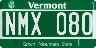 VT license plate NMX080