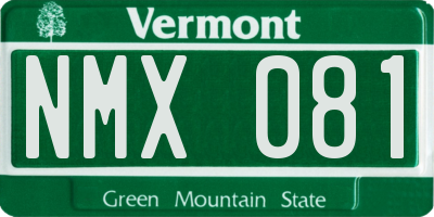 VT license plate NMX081
