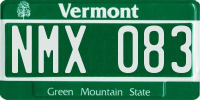 VT license plate NMX083