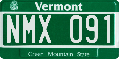VT license plate NMX091