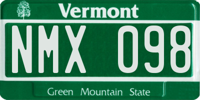 VT license plate NMX098