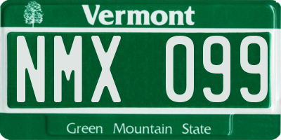 VT license plate NMX099