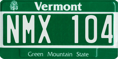 VT license plate NMX104