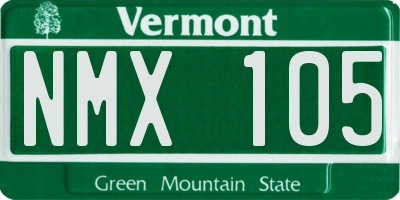 VT license plate NMX105
