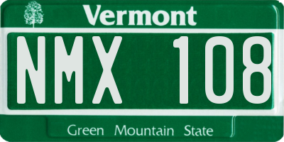 VT license plate NMX108