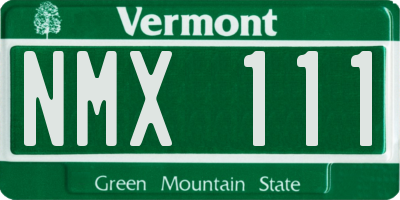 VT license plate NMX111