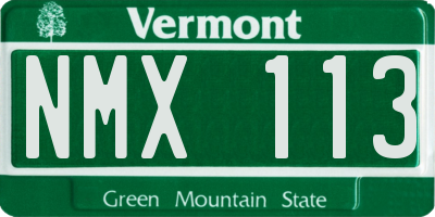 VT license plate NMX113