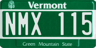 VT license plate NMX115