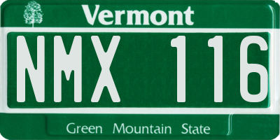 VT license plate NMX116