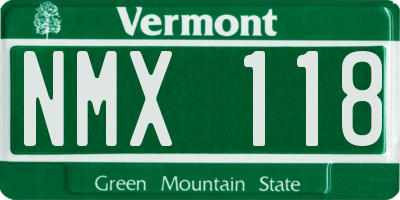 VT license plate NMX118