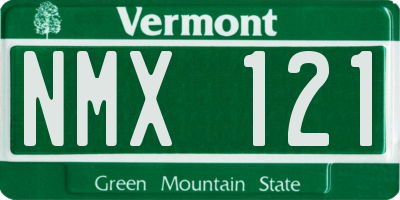 VT license plate NMX121