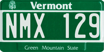 VT license plate NMX129