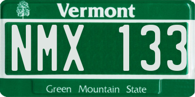 VT license plate NMX133