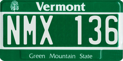 VT license plate NMX136