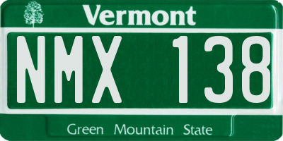 VT license plate NMX138