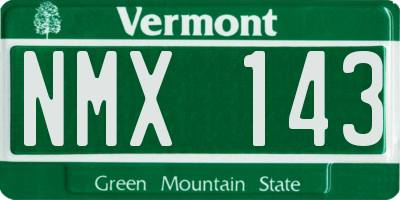 VT license plate NMX143
