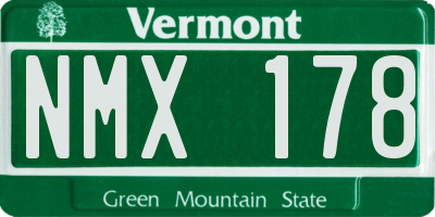 VT license plate NMX178