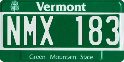 VT license plate NMX183