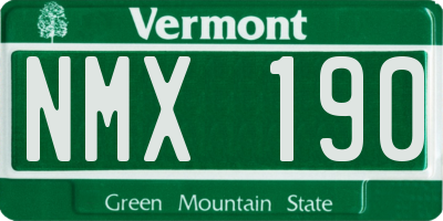 VT license plate NMX190