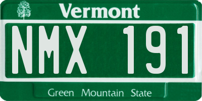 VT license plate NMX191