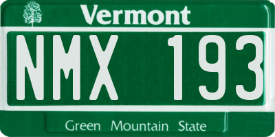 VT license plate NMX193