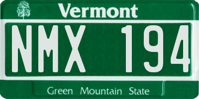 VT license plate NMX194